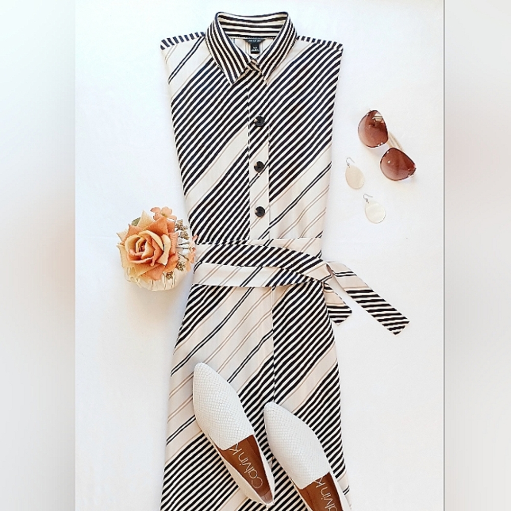 Ann Taylor Stripped Shirt Dress -  Long Sleeve - XS - Excellent Condition